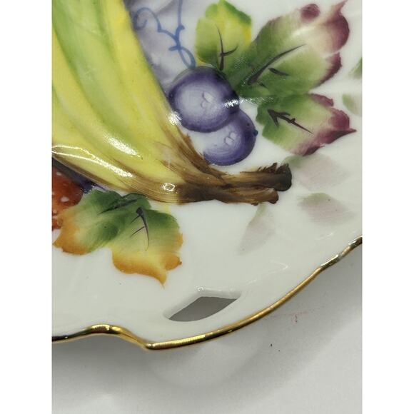 Vintage Ucagco Japan Hand Painted Plate Fruit Design Signed Wall Hang Decor - Picture 4 of 6